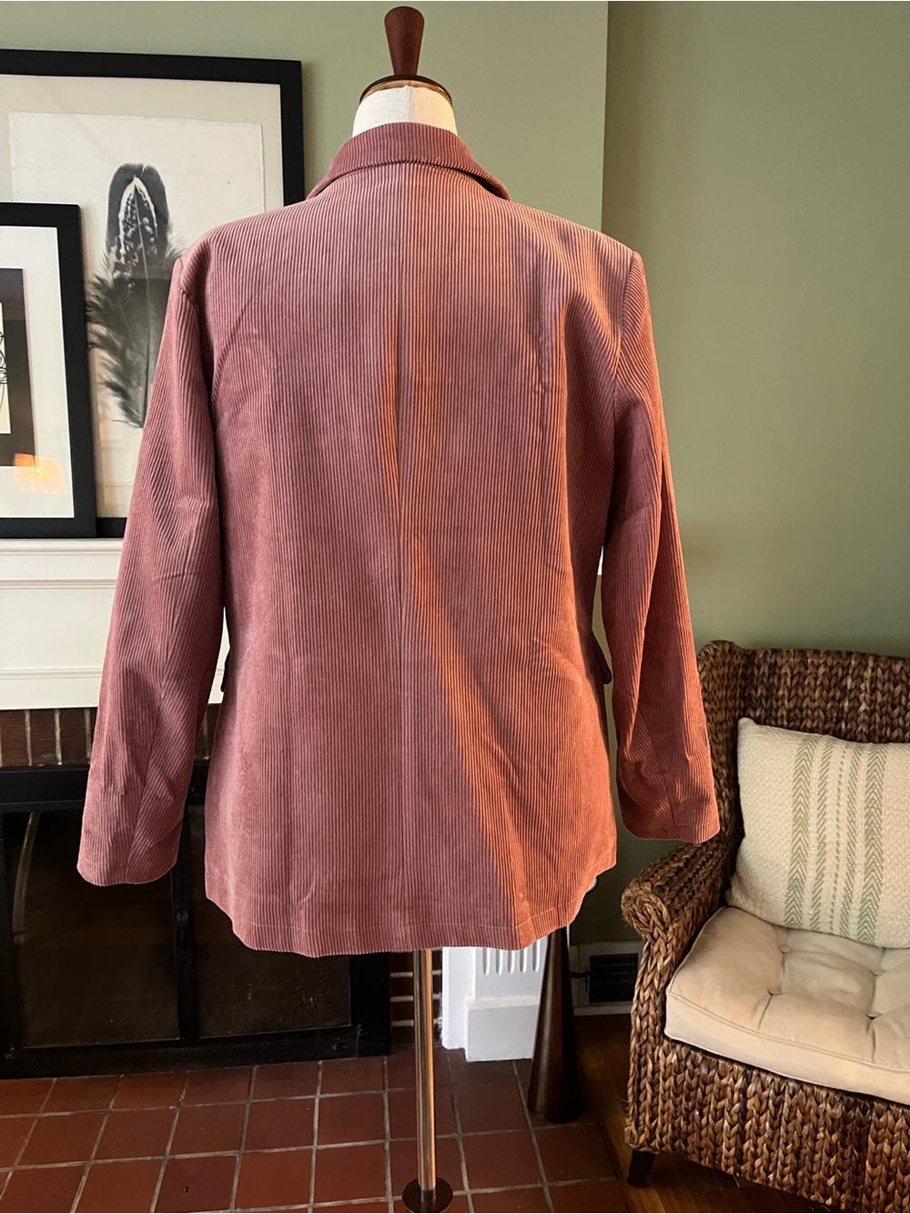 NWT Dusty Rose 100% Cotton Wide-Wale Corduroy Longline Blazer - Size Large - Picture 4 of 8